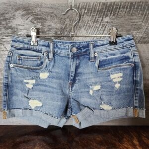NWT Women's 26 Medium Wash Distressed BLANK NYC The Fulton Roll Up Shorts